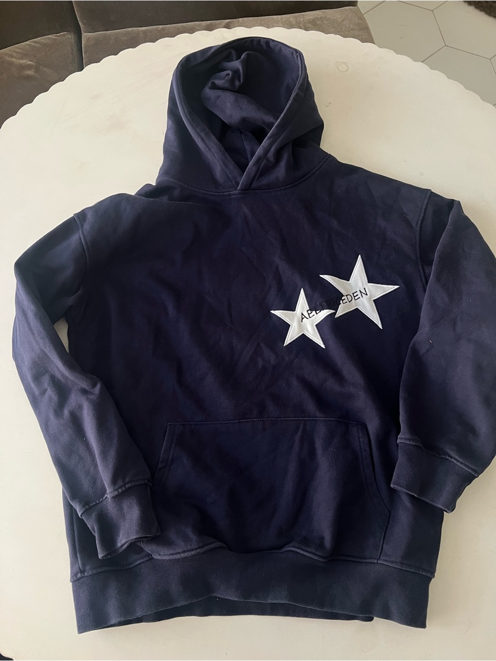 Aelfric Eden Navy Blue Hoodie with White Star Graphic